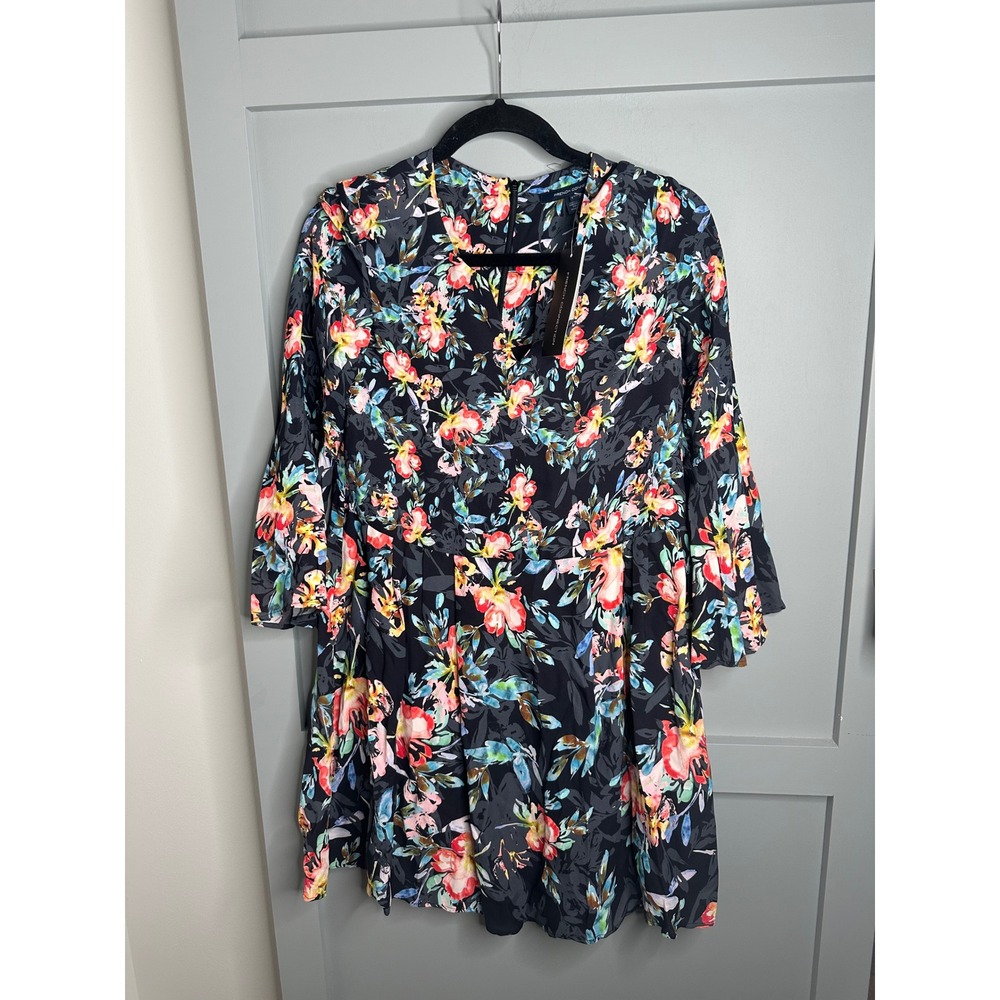 French Connection Floral Print V Neck Long Sleeve Mini Dress Size 0 US ; 4 UK‎